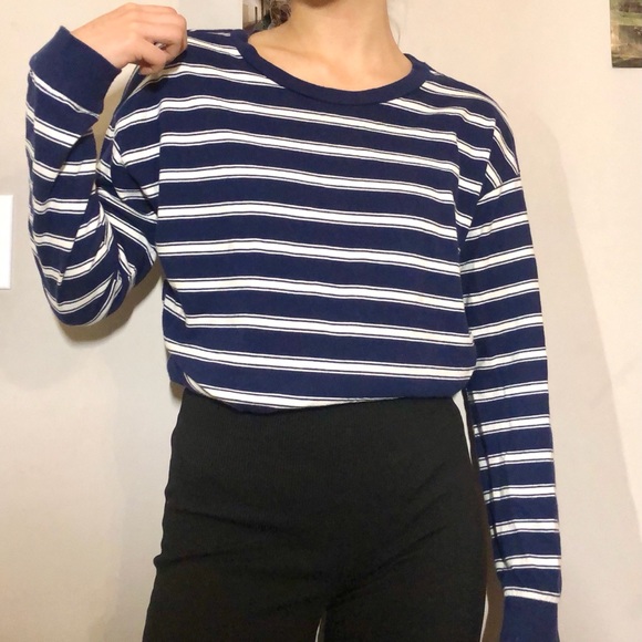 NAVY STRIPED LONG SLEEVE - Picture 1 of 2